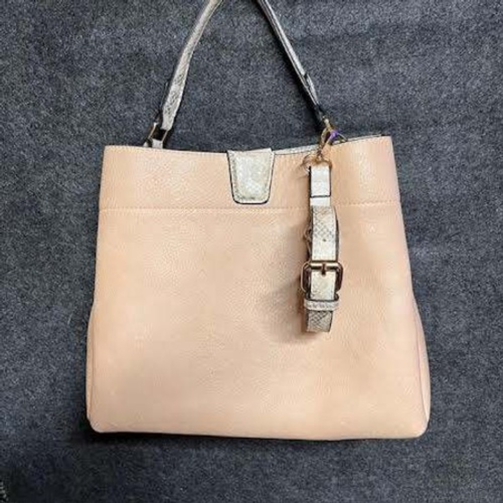 Womens Beige Tote Bag Purse Handbag‎ Shoulder Bag Snake Accent